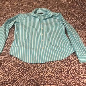 Ralph Lauren teal and white striped button down.
